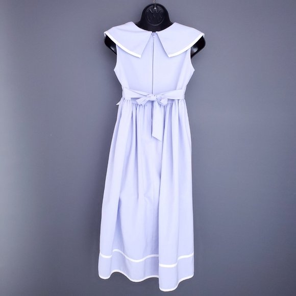 VINTAGE Babydoll Dress Empire Waist Lavender Purple Bow 60s Cotton Size S - Picture 3 of 8